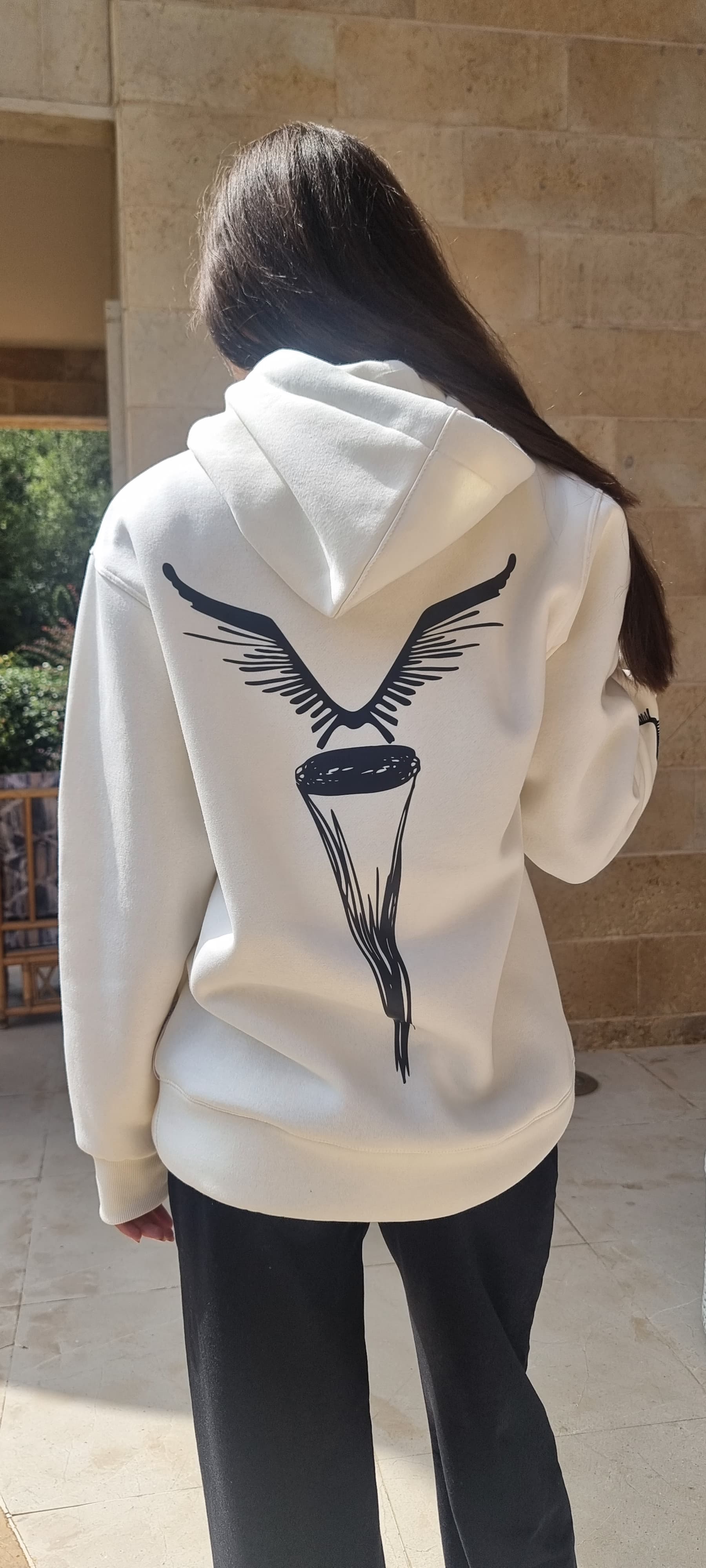 Hoody -Torch Print -UNISEX -Off White -TOV 118